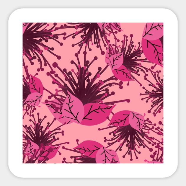 Tropical Pink Flower Seamless Fashion Print cópia Sticker by MichelMM